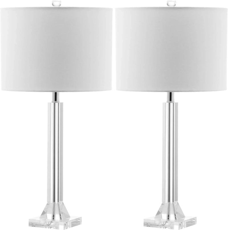 27" Modern Crystal Table Lamp 2-Pack with Linen Shade for Bedroom Living Room Home Office Desk Nightstand with LED Bulb Suitable for Living Room, Dormitory, Office, N0