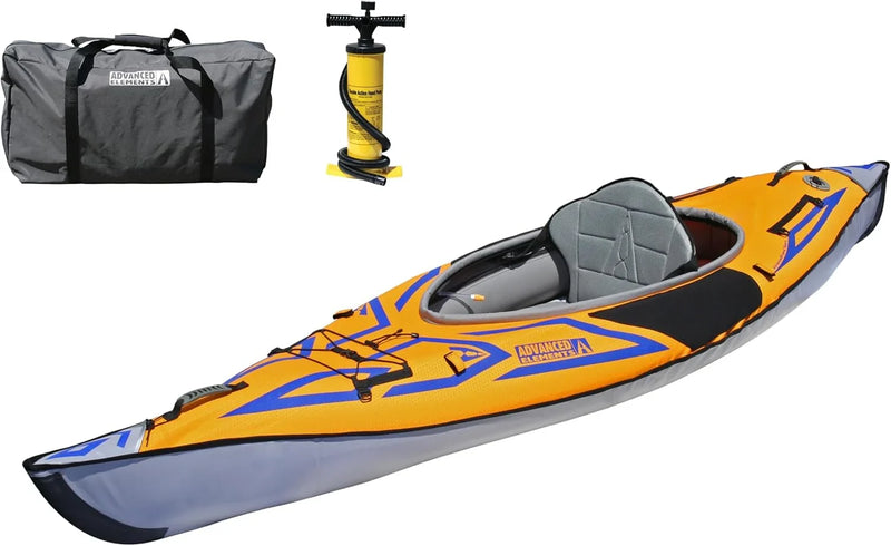 Advanced frame sport inflatable kayak - Lightweight day hiking kayak, equipped with a backpack and an inflation pump - 10 feet 5 inches - 26 pounds - Orange X4