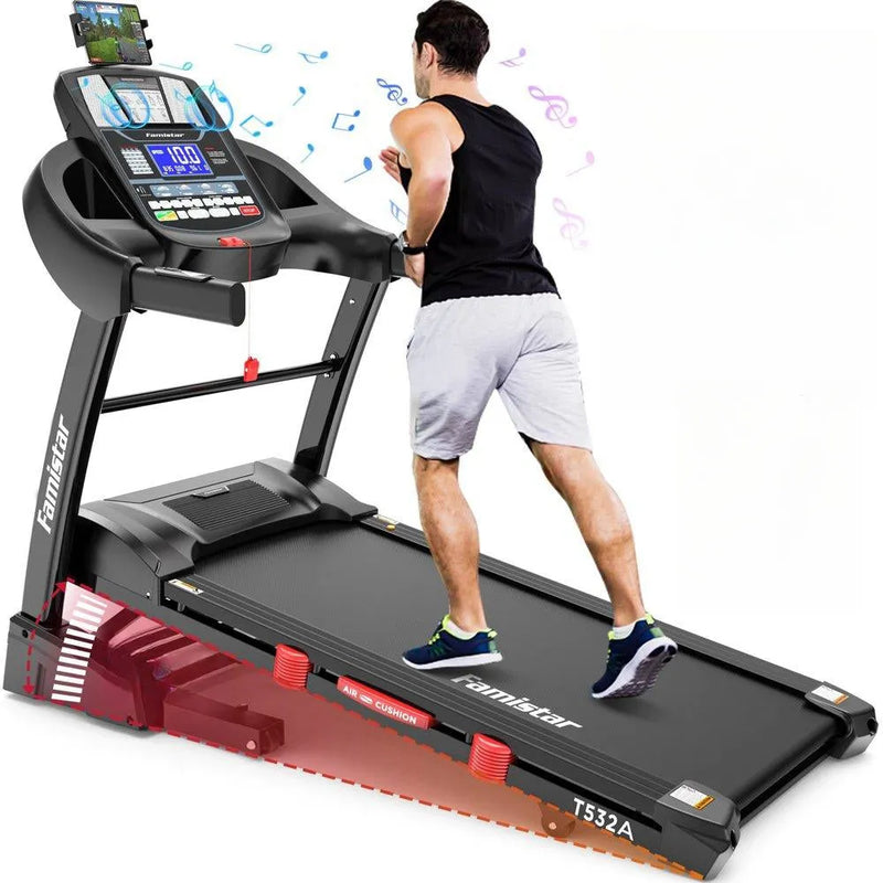 Famistar Folding Treadmill for Home with 15 Levels Auto Incline, 300LB Capcity, 10MPH Fast Speed Controls L4