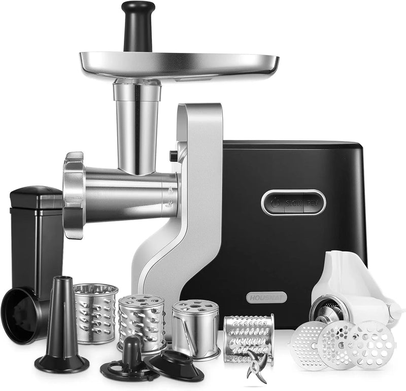 Meat Grinder Heavy Duty, 3000W Max Ultra Powerful, 5 in 1 HOUSNAT Multifunction Electric Meat Grinder, Sausage Stuffer, Slicer/Shredder/Grater, Kubbe & Tomato Juicing Kits, Home Kitchen Use A8
