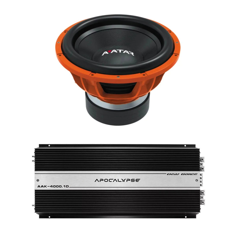 Deaf Bonce Car Audio 15" 2Ohm Avatar Subwoofer STU-1546-D2&Monoblock Amp Package New U3