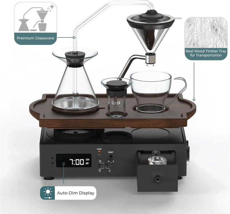 Coffee Alarm Clock Coffee Maker- Black Walnut N2