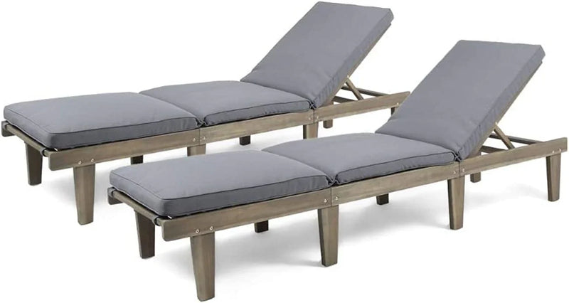 Outdoor rosewood recliner (set of two), gray surface / dark gray seat cushion L2