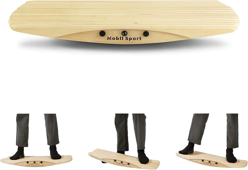 Standing Desk Balance Board Mat | Anti-Fatigue Handcrafted Wooden Wobble Board for Foot, Knee & Back Pain Relief | Simulate Surfing/Skiing/Skateboarding Movements U8