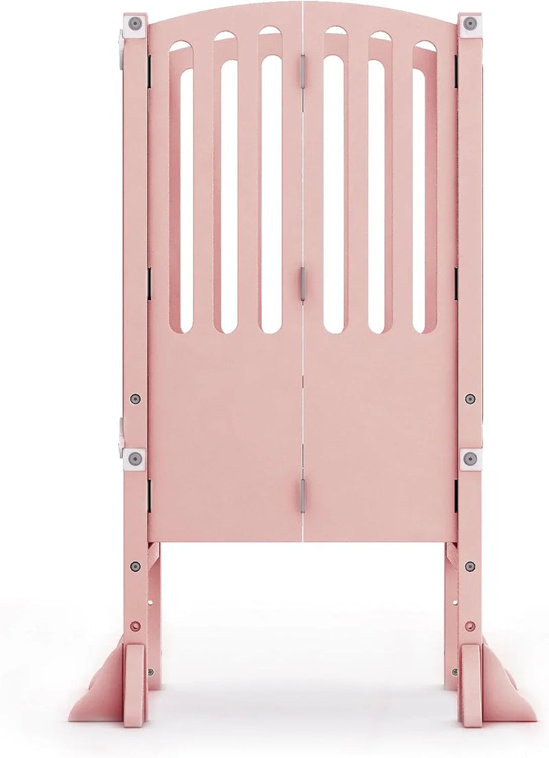 Infant Tower Stool - Modern Style - White: A foldable and height-adjustable Montessori wooden learning furniture with a fixed device V8