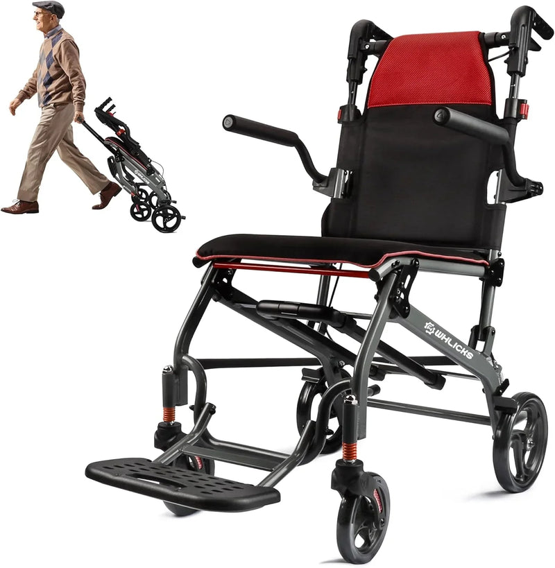 Wheelchairs for Adults Transport Chair Lightweight Foldable with Telescopic Handle, 19.4lbs Portable Folding Travel Wheel Chairs for Seniors S4