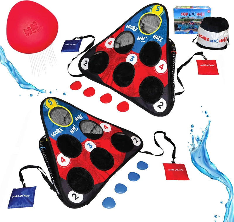 Fun Pool Game for Adults and Family | Stonne Skipping Meets Swimming Pool Cornhole Game Floating | Fun For All Ages, Easy Setup, Well Made | Portable Water and Lake Toy | G4