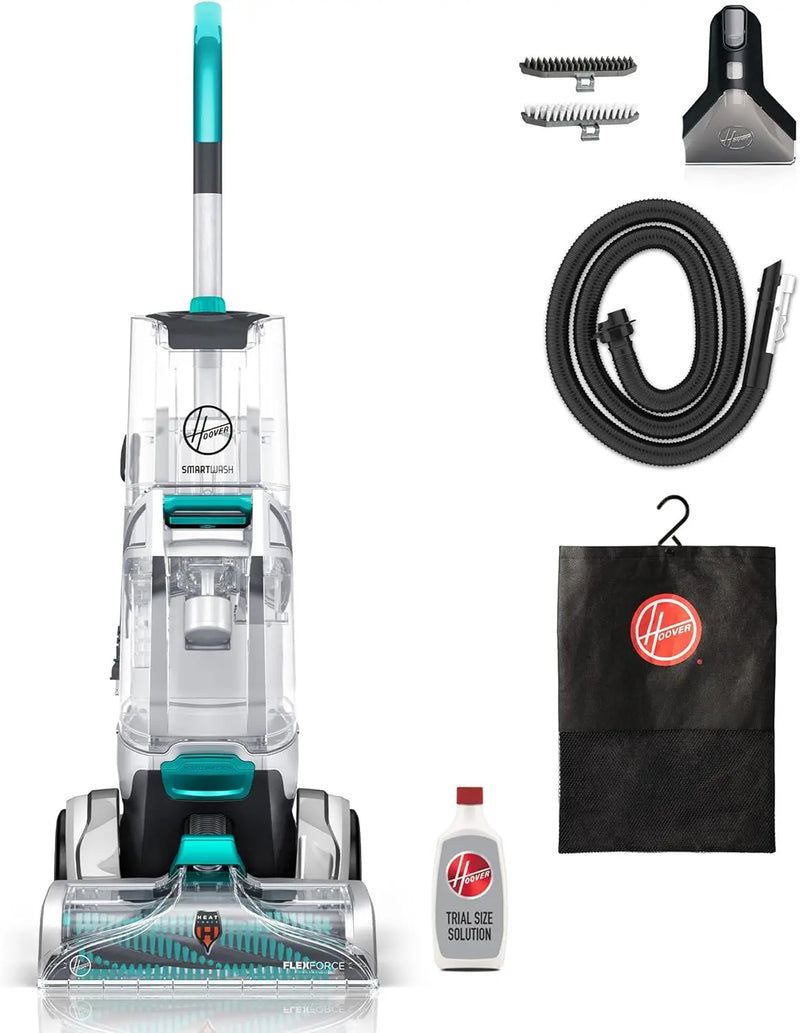 Hoover SmartWash Automatic Carpet Cleaner Machine, for Carpet and Upholstery, Deep Cleaning Carpet Shampooer, Carpet Deodorizer and Pet Stain Remover FH52000, Turquoise Y7