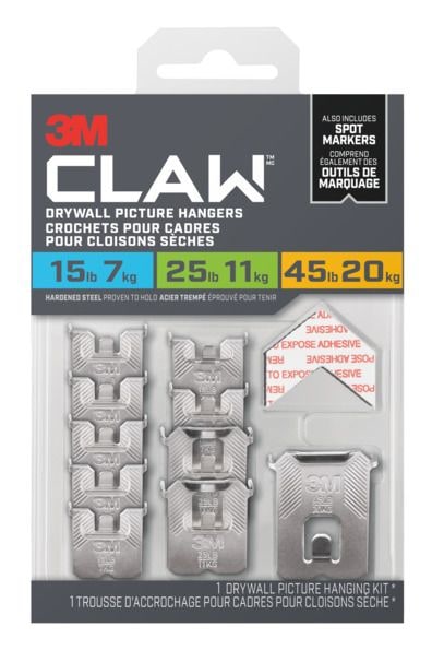 3M Claw DrywAll Picture Hangers Assorted Kit, 45-lb Capacity I2