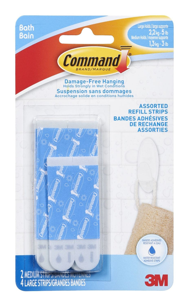 3M Command Bathroom Refill Strips, Assorted Sizes A7