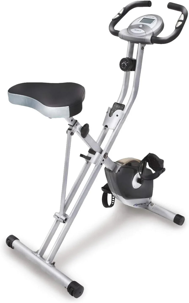 Compact folding exercise bike, 8 different intensity level fixed bikes, featuring Bluetooth tracking function and option for tablet stand. U1