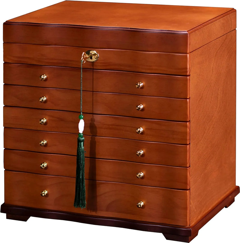 Wooden Jewelry Box,jewelry boxes for women large jewlrey box&organizers with necklace hanger,jewerly organizer,jewelry holder organizer,9-layer large capacity jewelry storage box F4