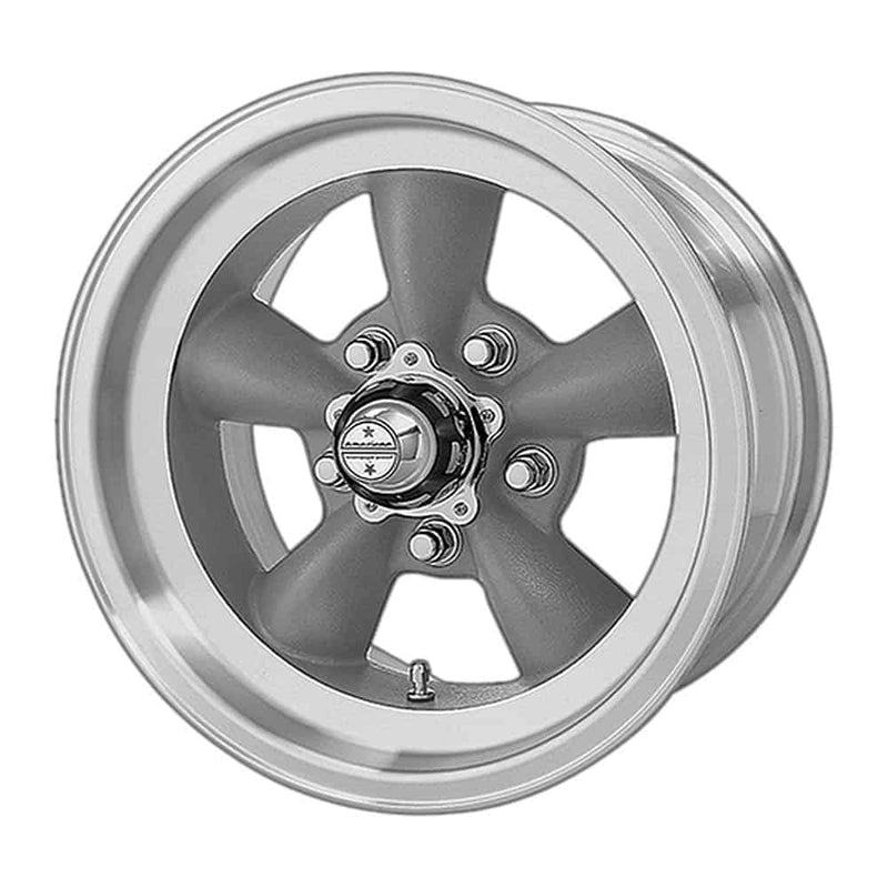 American Racing Vintage VN105 TORQ THRUST D VN105D 15X8.5 5X4.5 GRAY MACH-LP -25MM A4