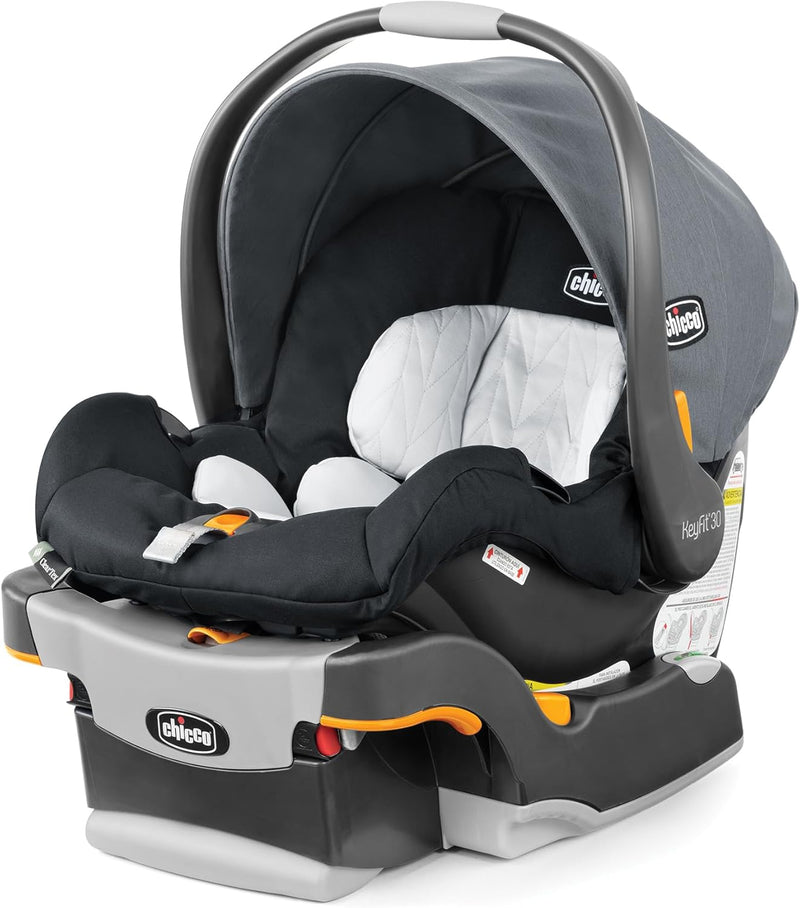 Infant Car Seat and Base, Rear-Facing Seat for 4-30 lbs., Includes Head and Body Support, Compatible with Chicco Strollers, Baby Travel Gear - Pewter/Grey H5