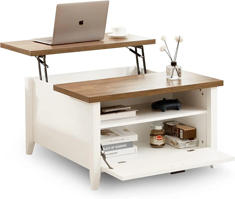 Retro-style high-back coffee table in white D8