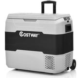 Costway 53 qt Wheeled Corded Electric Dual-Zone Portable Car Refrigerator, White