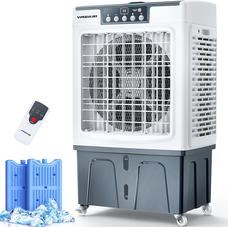 Evaporative Cooler, 2100CFM Air Cooler, 120°Oscillation Swamp Cooler with Remote Control, 24H Timer, 3 Wind Speeds for Outdoor Indoor Use,8 Gallon D6