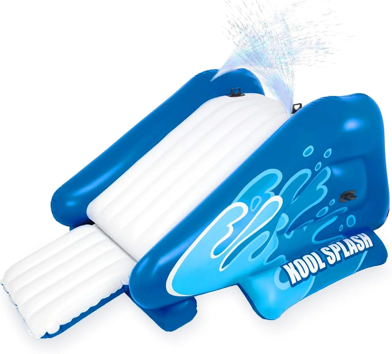 Kool Splash Inflatable Water Slide Swimming Pool Play Center with Built in Sprayers for Kids and Adults, Ages 6 and Up, Blue H3