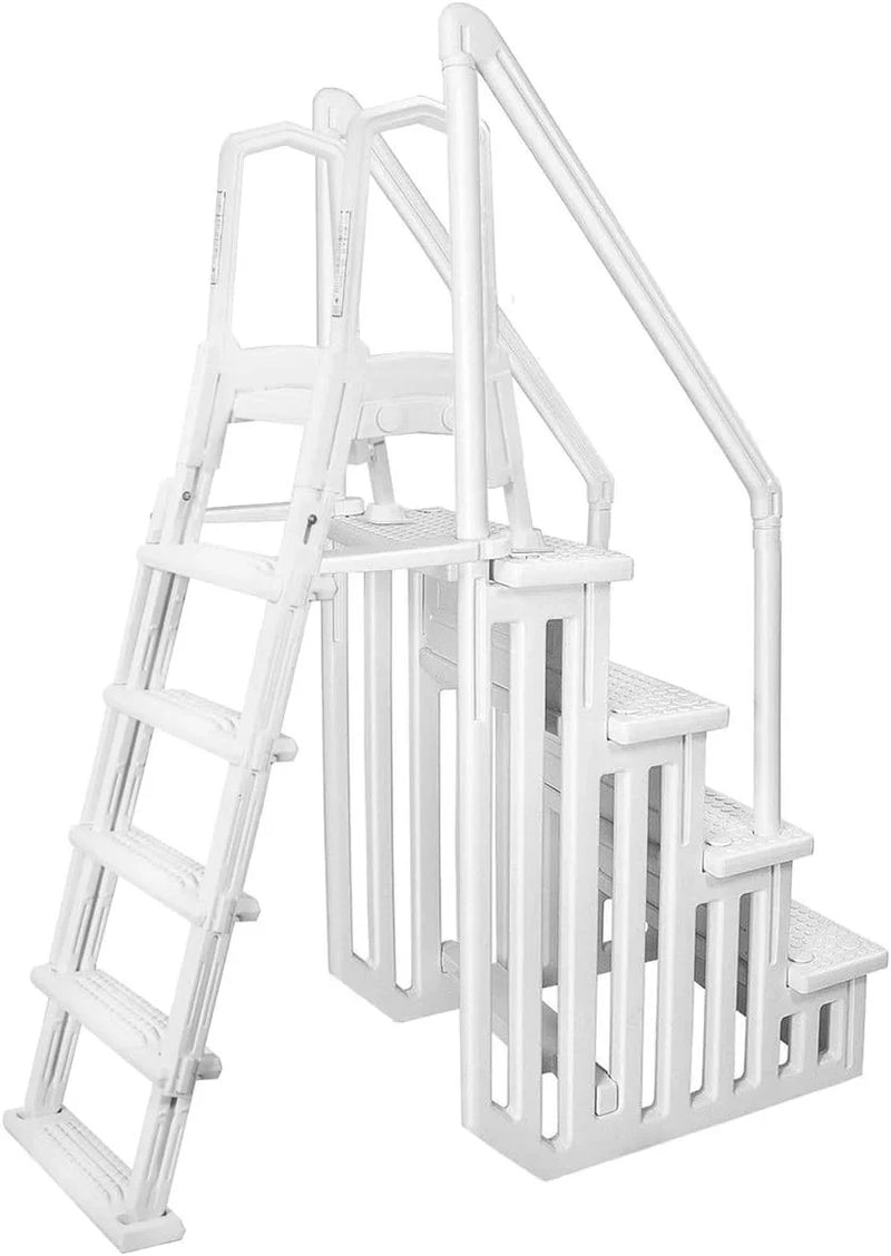 Deluxe Above-Ground Pool Ladder A-Frame Swimming Non-Sliip Step Ladder, White G2
