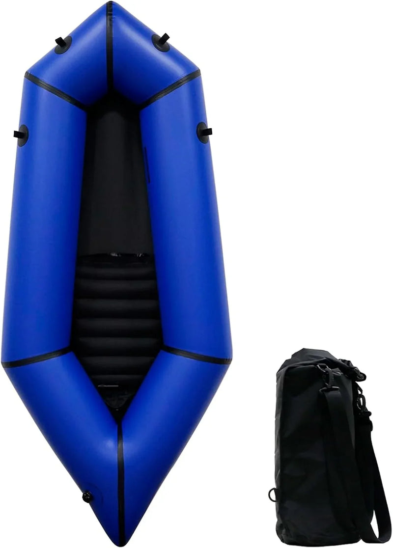 Lightweight Packrafts, TPU Inflatable Kayak for Flat Water Rafting Camping Trip/Fishing/Water Adventures 1 Person/2 Person Packraft, 330lb/660lb Weight Capacity W9