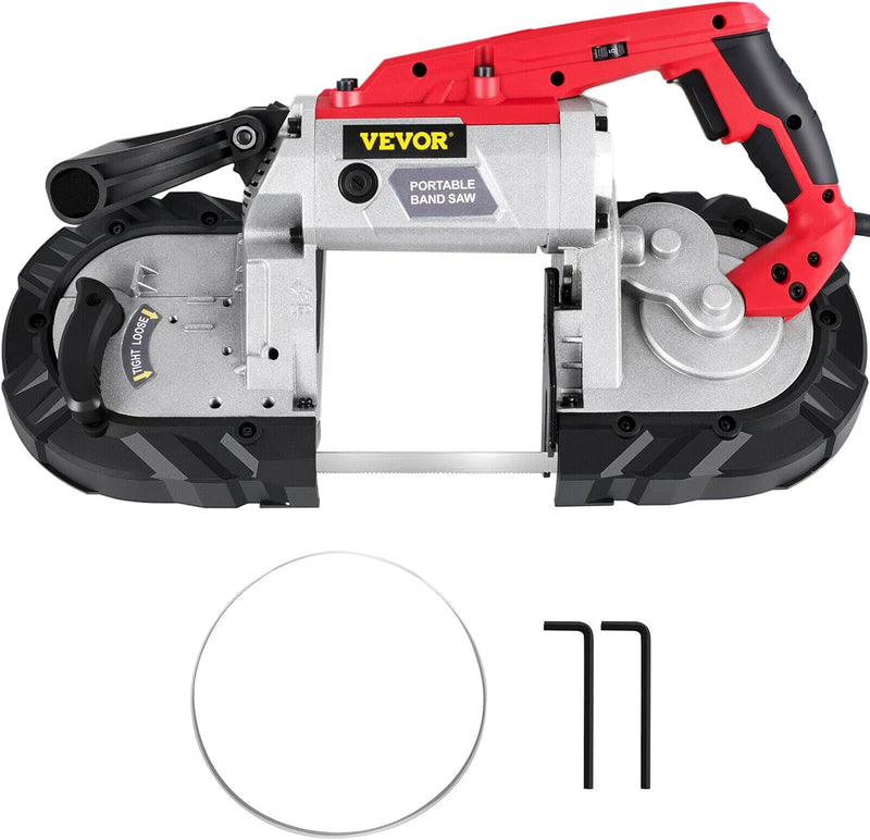 Portable Band Saw, 110V Removable Alloy Steel Base Corded Band Saw, 5 Inch Cutting Capacity Hand held Band Saw,Variable Speed Portable Bandsaw, 10Amp Motor Deep Cut Band saw for Metal Wood B7