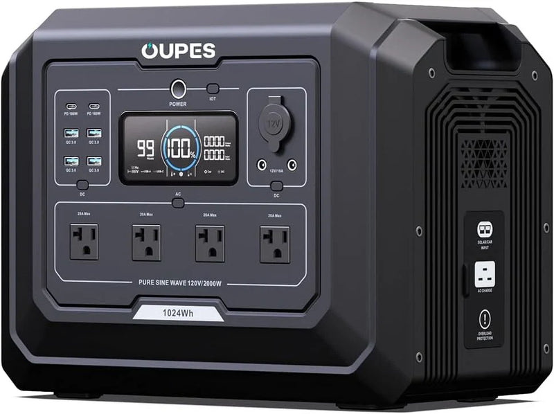1 Portable Power Station 2000W (4500W Peak), 1024Wh LiFePO4 Battery Generator with 1400W AC Charging & 800W Solar Charging, Expandable to 5120Wh, for Home, Power Outages, Camping & RVs K3