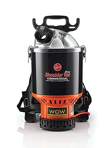 Hoover Commercial Shoulder Vac Pro Backpack Bagged Vacuum Cleaner, with HEPA Media Filter, Lightweight with Extra Long Cord, Chiropractic Design, for Carpet and Hard Floors, C2401, Black V3