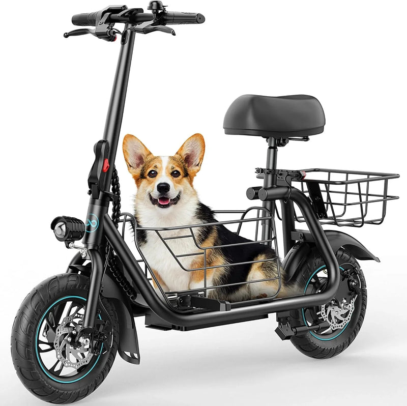 Electric Scooter with Large Basket, 550W Motor K7