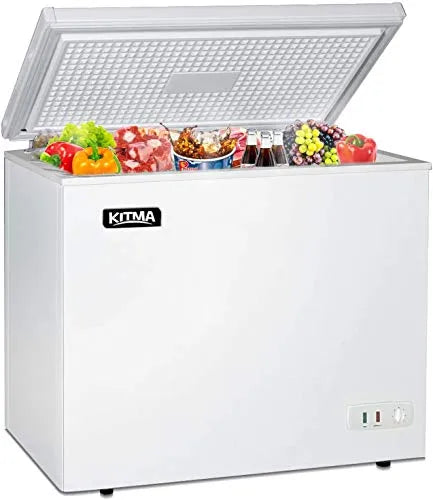 Commercial Top Chest Freezer 7 Cu. Ft - Deep Ice Cream Freezer with Wire Storage Basket, Solid Door, for Groceries, Kitchen, Restaurant White N5