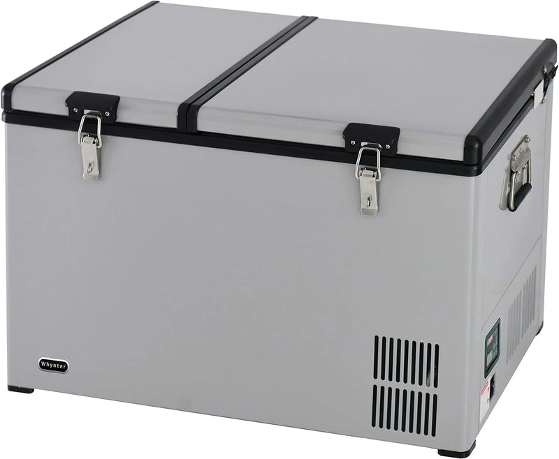 FM-65G 65 Quart Portable Refrigerator and Deep, AC 110V/ DC 12V, Real Chest Freezer for Car, Home, Camping, and RV with-8掳F to 50掳F Temperature Range, Gray, One Size H8