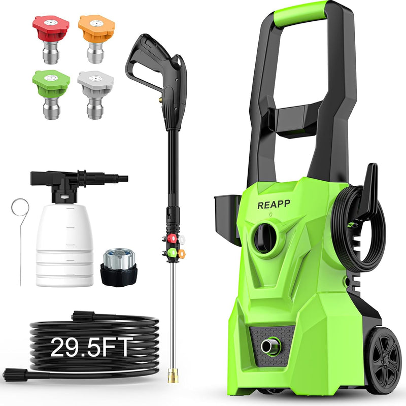 Electric high-pressure cleaning machine, foam sprayer, 4 quick-connect high-pressure nozzles, 2400 pounds/square inch 2.4 gallons/minute powerful cleaning machine, high-pressure cleaning equipment for E3