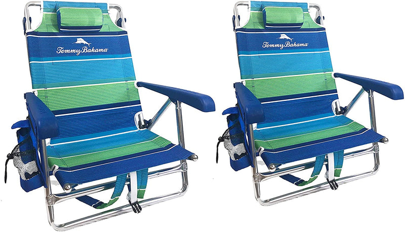 2 Backpack Beach Chairs with Storage Pouch and Towel Bar K1