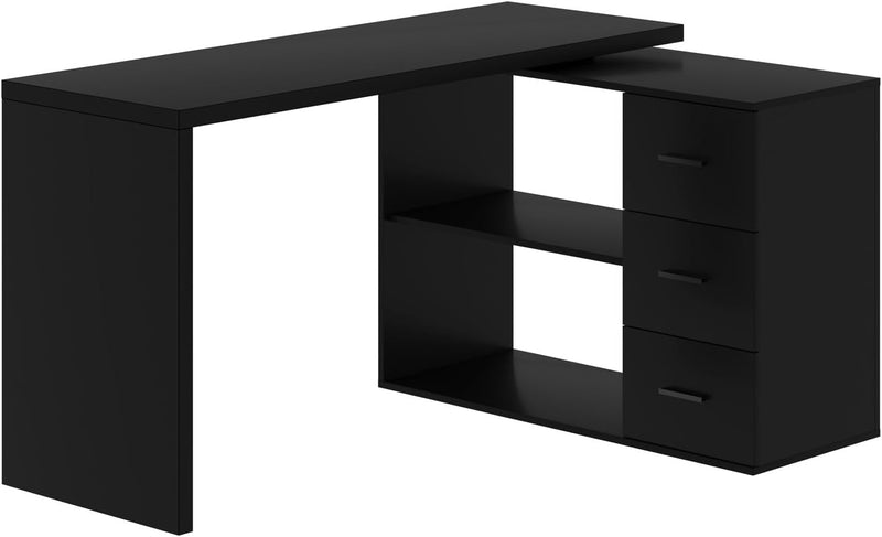 L Shaped Desk with Drawers Shelves, Corner Home Office Desk with Storage Cabinet, Large Wood Computer Desk for PC Executive Work Writing Study, Modern Living Room Bedroom Table,White Oak,60 in Q5