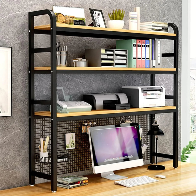 Desktop Bookshelf Adjustable Desk Bookshelf Organizer Rack - Countertop Hutch Bookshelf, 3-Tier Bookshelf Desk Shelf, All Metal Desktop Bookcase for Computer Desk, for Home, Dorm, Office Supplies (Co E7