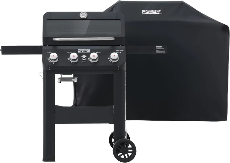 Grills 4-Burner Liquid Propane Gas Grill, Silver Stainless Steel Grill Outdoor Patio Garden Barbecue Grill with Clearview® Lid and One Foldable Shelf, Mesa400MF K2