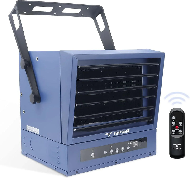 Electric Garage Heater, 7500-Watt Digital Fan-Forced Ceiling Mount Shop Heater with Full-Function Remote, 240-Volt Hardwired Heater with 12-Hour Timer, Ideal for Workshop C5
