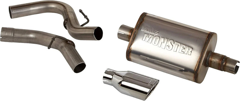 The stainless steel undercarriage exhaust system is suitable for Jeep Wrangler. It includes a muffler and is available in silver color. E8