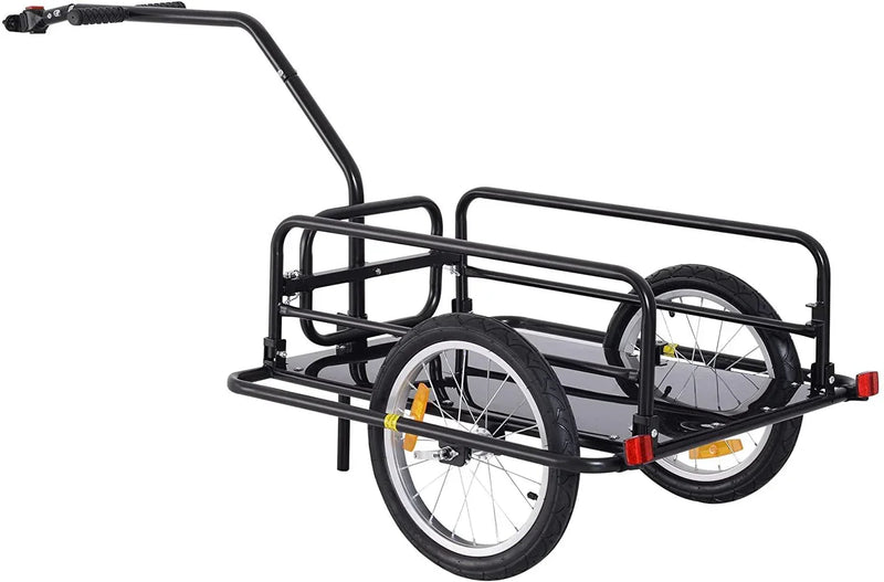 Foldable Bike Cargo Trailer, 80lbs Capacity, 16′′ Wheels, Black, with Hitch L6
