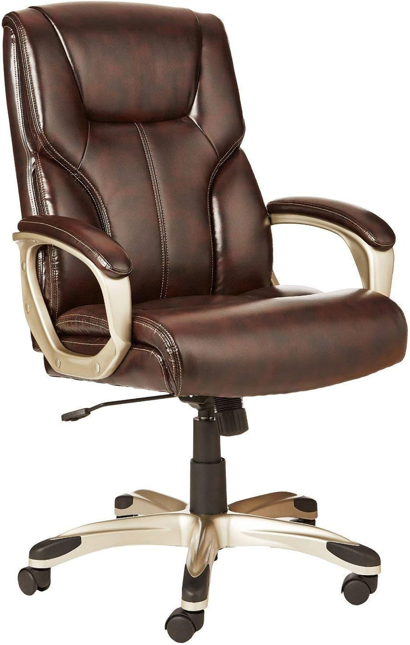 High-back executive office chair, adjustable in height, tiltable, rotatable, uniform size, white/mustard color F0