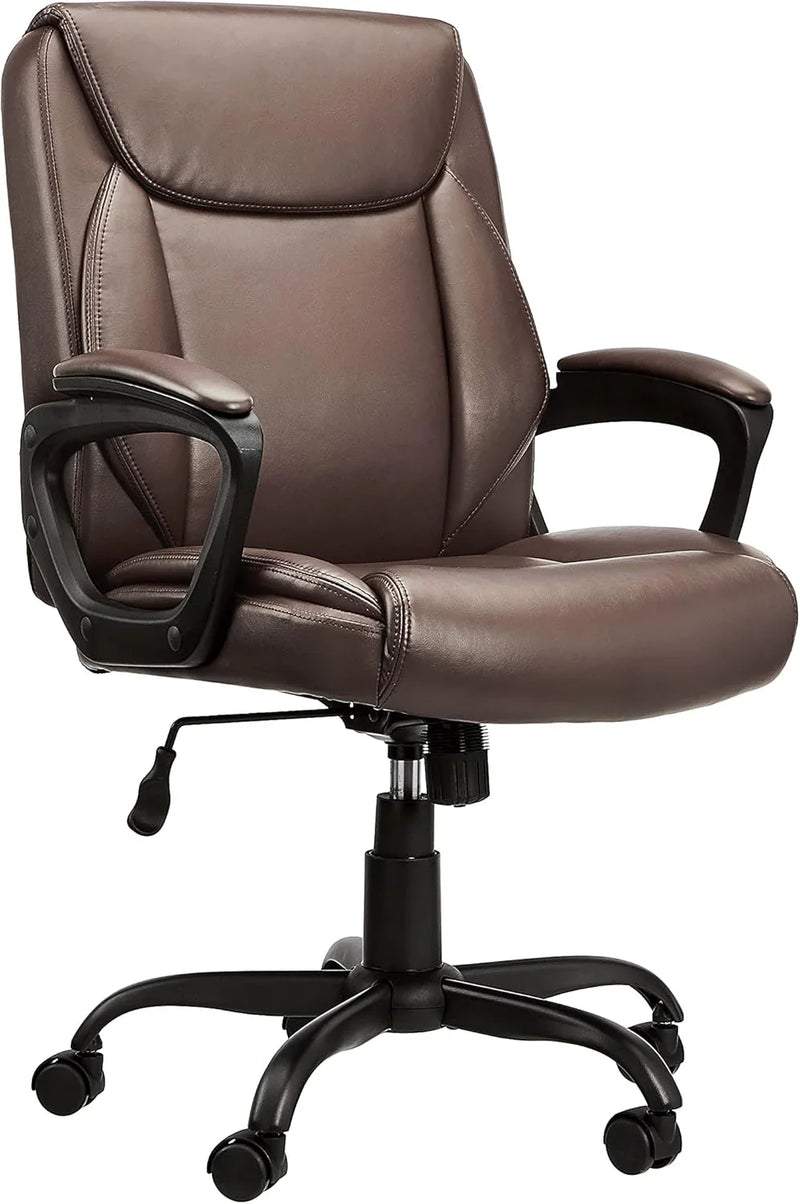 Classic PU surface, back-adjustable height office computer desk and chair, with armrests, size: 26 inches wide x 23.75 inches long x 42 inches high, black version G3
