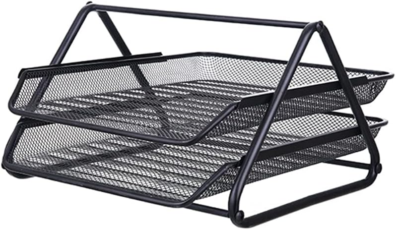 Metal Mesh 2 Tier Document Letter Tray Desk Organizer File Holder Magazine Notebook Organizer Office Supplies G6
