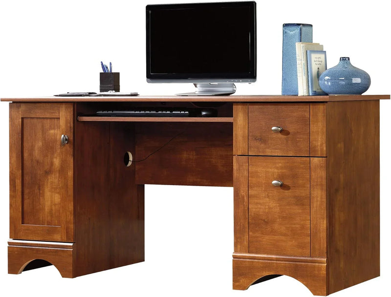 Multifunctional office computer desk, length: 59.45 inches x width: 23.47 inches x height: 29.02 inches, finished with polished maple wood material V4