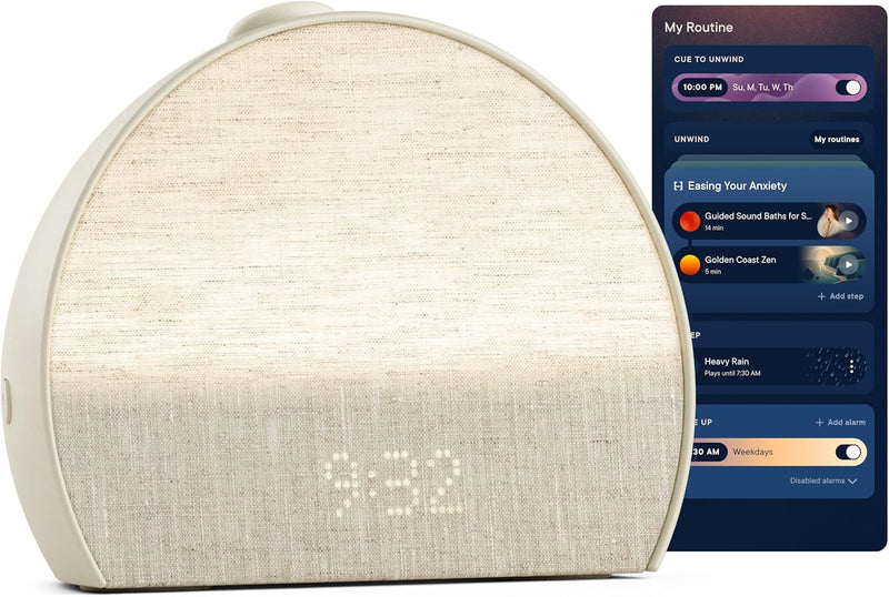 Sunrise alarm clock, audio equipment, smart lamp (rubber material) - White noise mode, screen-free sleep program B0