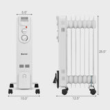Costway 1500W Electric Oil Filled Radiator Space Heater 5-Fin Thermostat Room Radiant