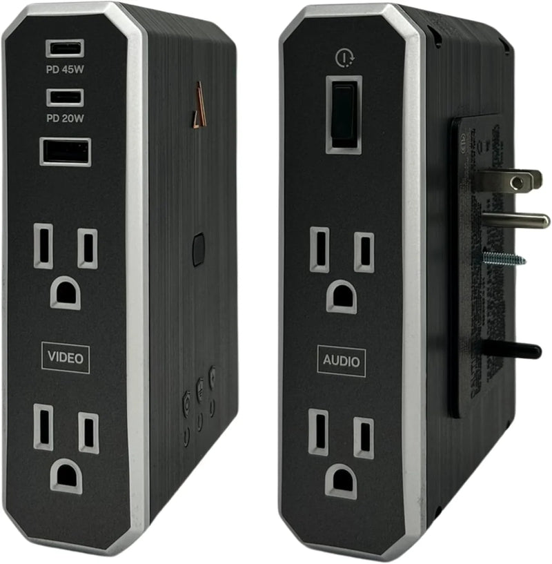 Austere VII Series Wall Power, 4 Outlets Surge Protector Power Strip, 2 USB C & 1 USB A, 2.4 amps, 45W & 20W Power Delivery | 3500 Joules, EMI/RFI Filtering, 6 Year Component Guarantee A0