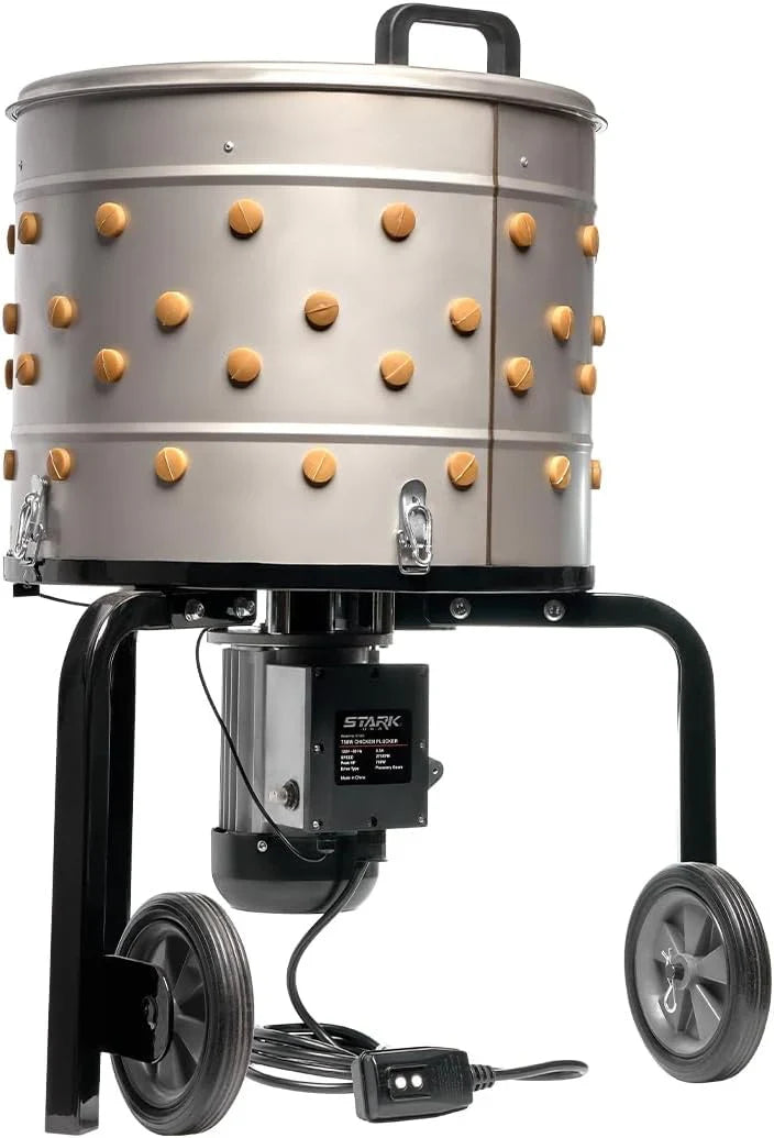750W Chicken Plucker Poultry De-Feather Remover with 92 Soft Fingers Feather Plucking Machine 20" Drum Stainless Steel K6