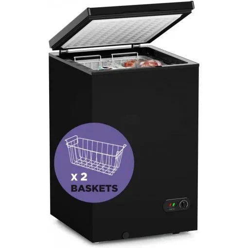 Chest Freezer – 3.5 Cu Ft with 2 Removable Baskets – Reach In Freezer Chest – Quiet Compact Freezer – 7 Temperature Settings – Black C2