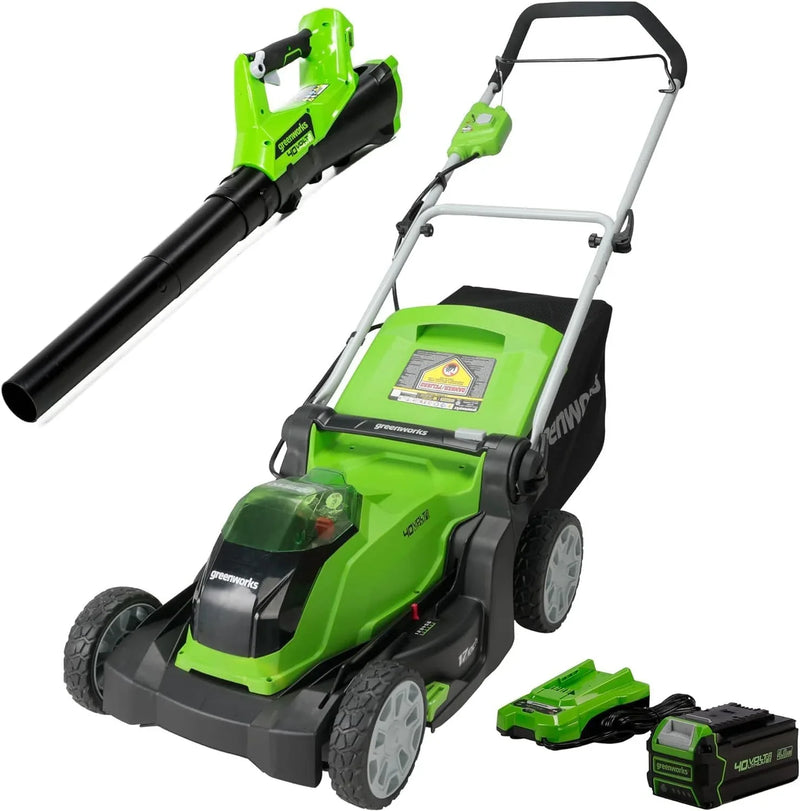 40V 17" Cordless (Push) Lawn Mower (75 Compatible Tools), 4.0Ah Battery and Charger Included E0