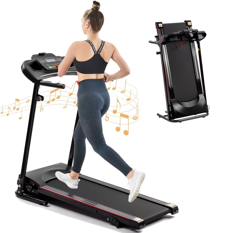 2.5HP Folding Treadmill with Incline, Electric Folding Treadmill for Walking Treadmill Machine 5 in LCD Screen 250 LB Capacity MP3 J3