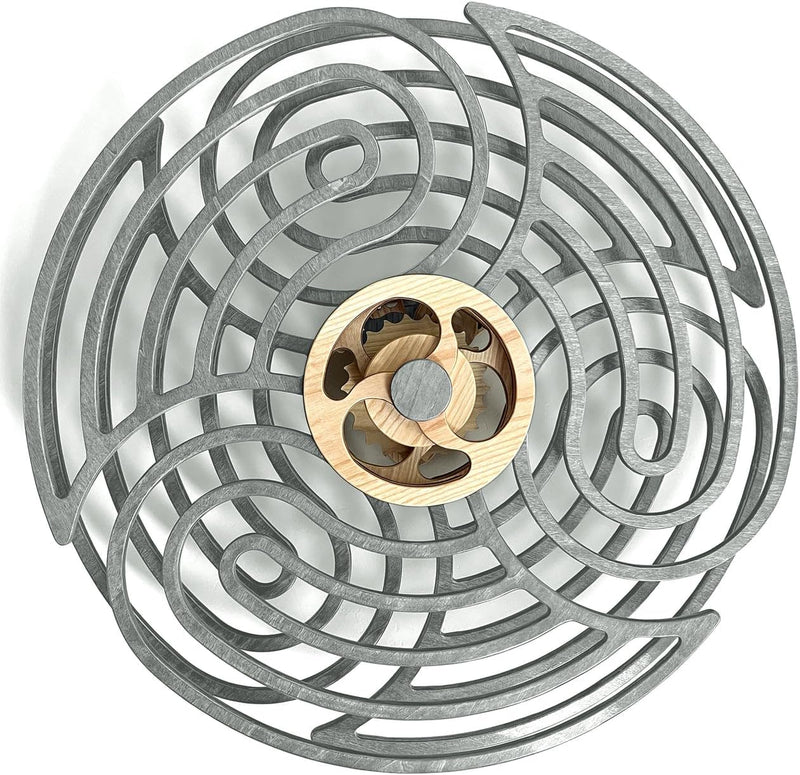 Mindsight Moving Kinetic Wall Art - Wind up to power peaceful motion (no battery) - Calming Wall Décor for Living Room, Office, Bedroom, Kitchen - Hand Crafted Wood - Ripple, Canyon Brown M7